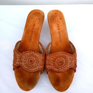 Jack Rogers Size 9M Georgica Heel Brown Leather Suede Women's